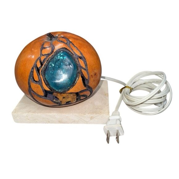 New Handmade Craft Hand Carved Gourd Small Light Lamp - Picture 1 of 11